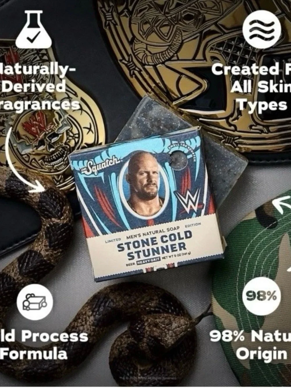 Dr. Squatch Stone Cold Stunner Men’s Natural Soap - Blue/Red lot of 2